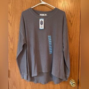 Seven7 Gray Waffle Crew Top Size L NWT
